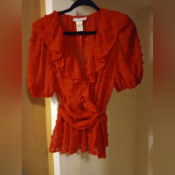 Red swiss dot blouse NWOT - Picture 4 of 5